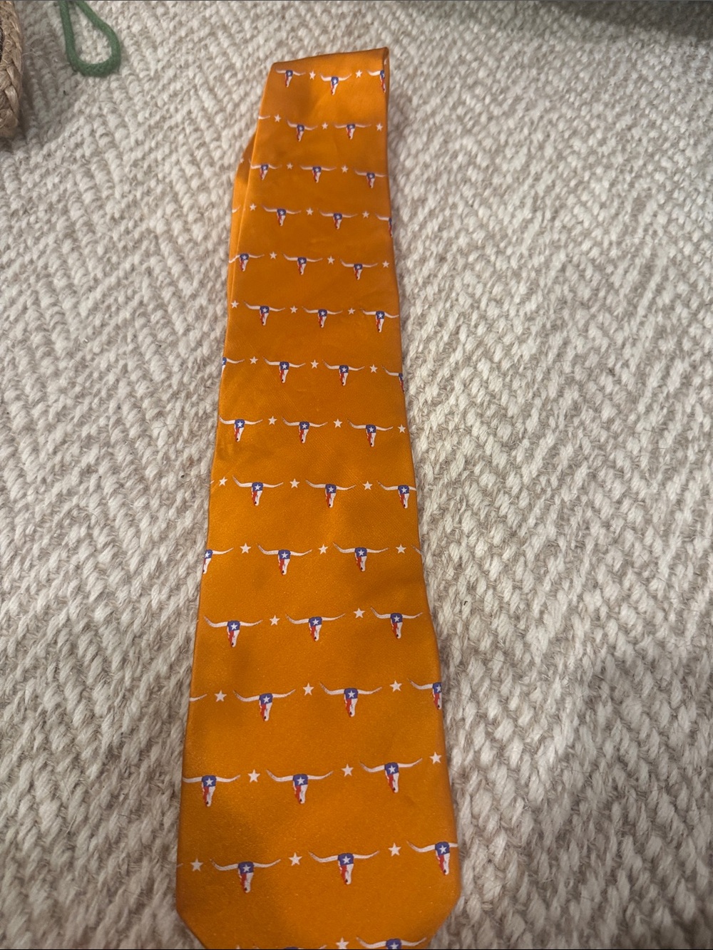 Orange Longhorn Pattern Men's Tie - Unbranded